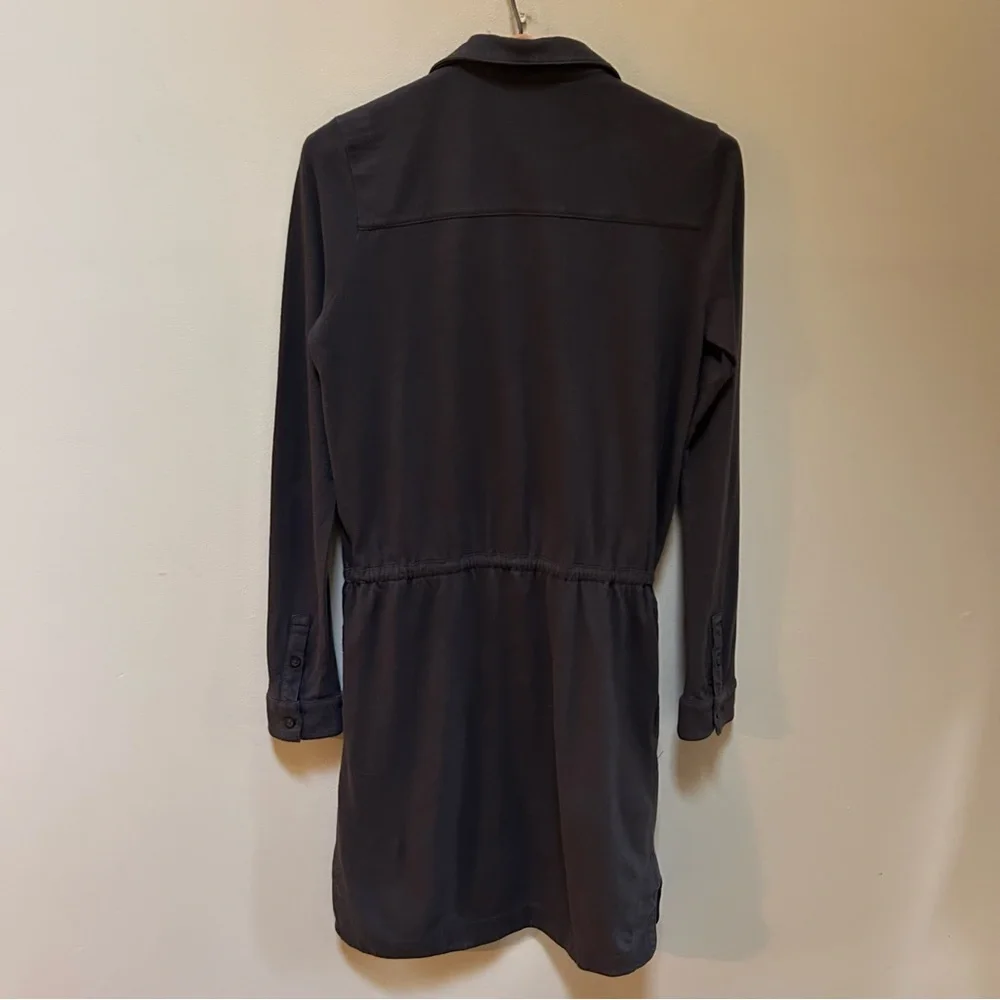 Faherty ~ Organic Sunwashed Gray Cotton Button Front Drawstring Polo Dress- XS